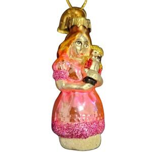 Thomas Pacconi Clara with Nutcracker Glass Ornament 2.5" Pink Glitter